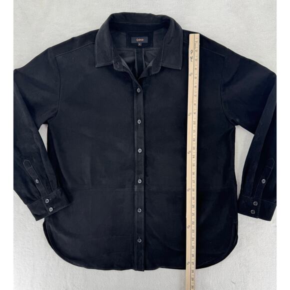 Quince Womens Black Suede Shirt Jacket Overshirt Shacket Large Leather NWOT - Picture 7 of 8